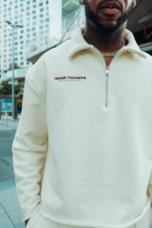 Heavy Terry QTR Zip - Cream