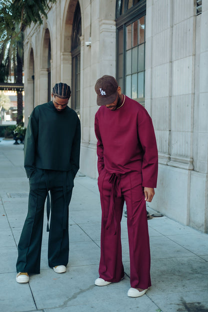 Merlot- LS Heavy Mock Neck Shirt