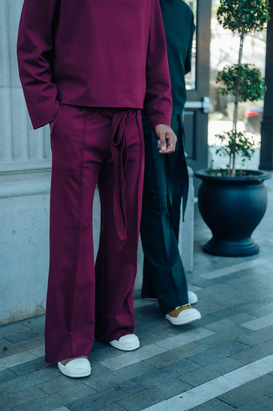 Merlot- Heavy Flared Pants