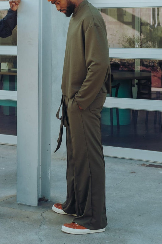 Olive- Heavy Flared Pants