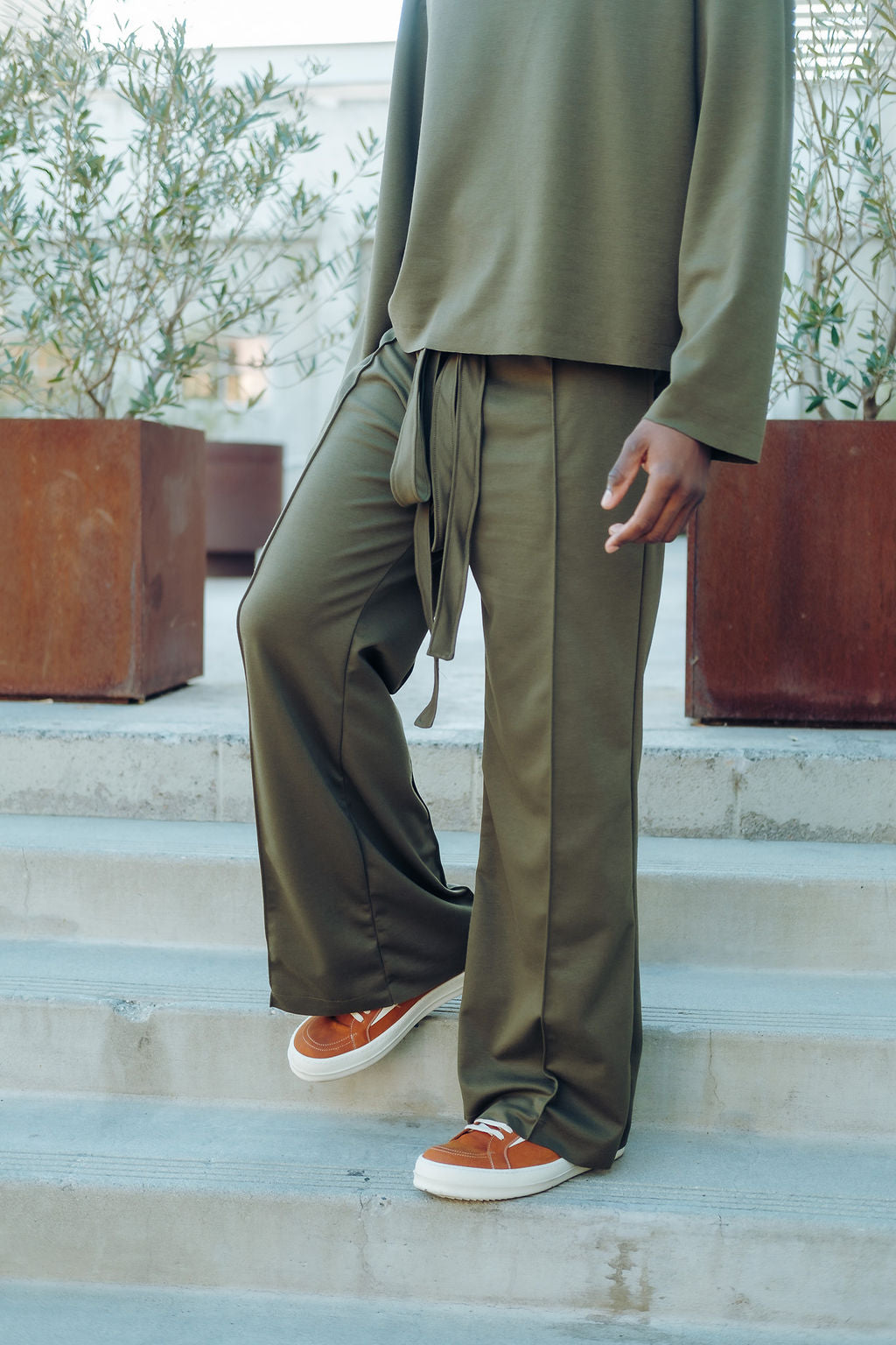 Olive- Heavy Flared Pants