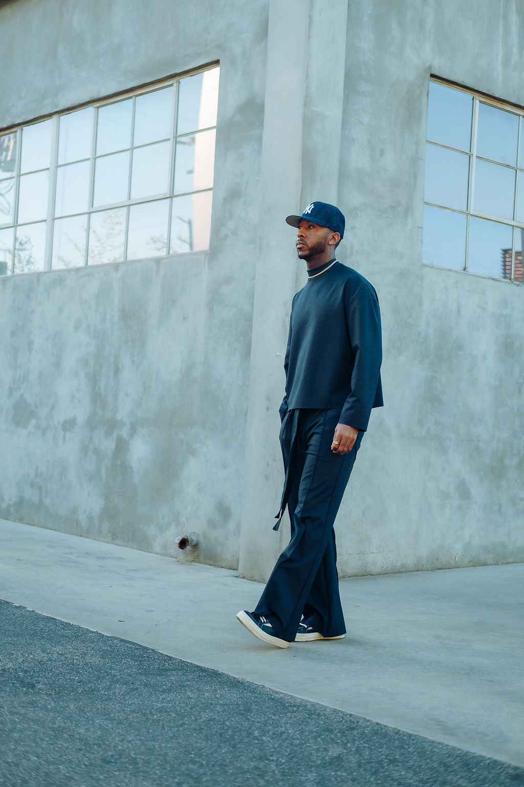 Indigo- LS Heavy Mock Neck Shirt