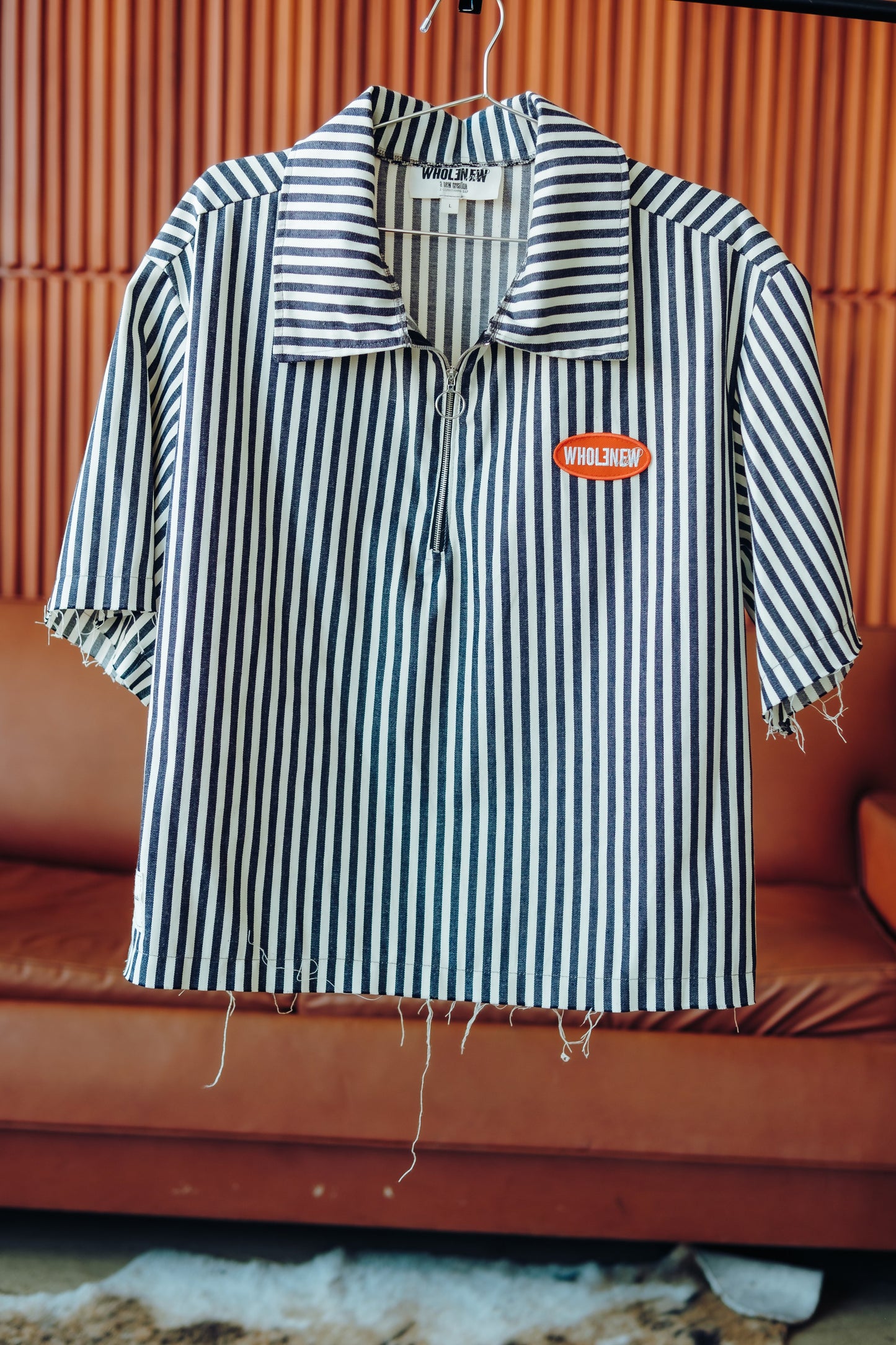 QTR Zip Navy Stripe