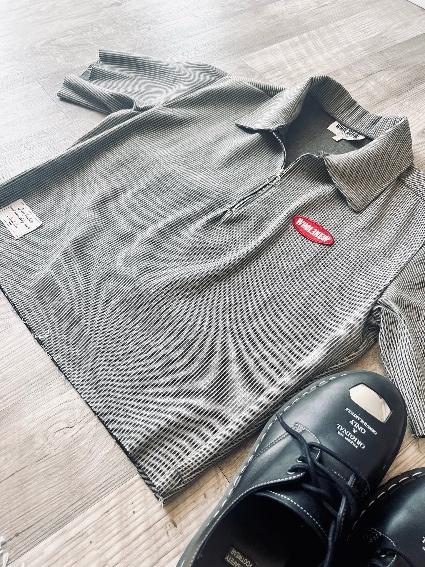 QTR Zip Grey Stripe